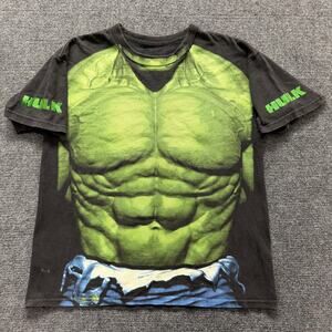 Hulk Shirt Mens Medium Black Muscle Promo Graphic Tee Marvel Movie Comic